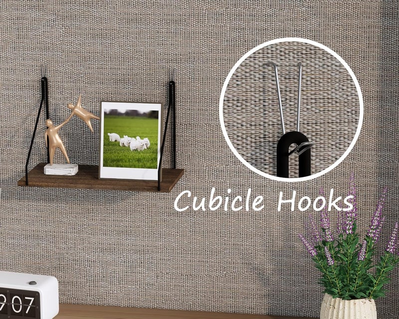 SoaShower Cubicle Shelf with Hooks – 11.8" Office Cubicle Accessories for Work, Floating Wall Shelf for Cubicle Decor, Hanging Organizer for Cubicle Wall Storage & Office Decorations&Brown - Image 5